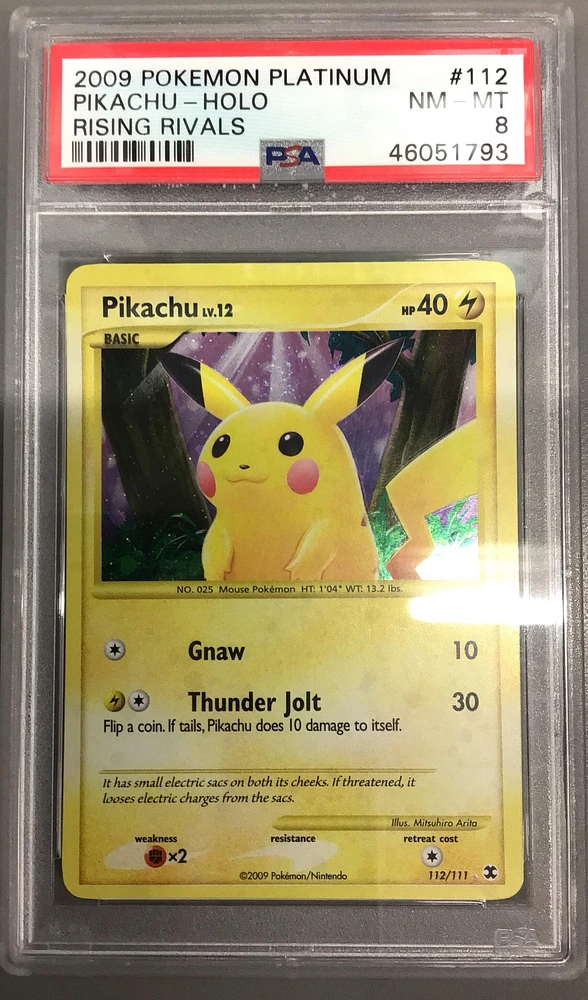2009 Pokemon Platinum Rising Rivals 112 Pikachu-holo PSA 8