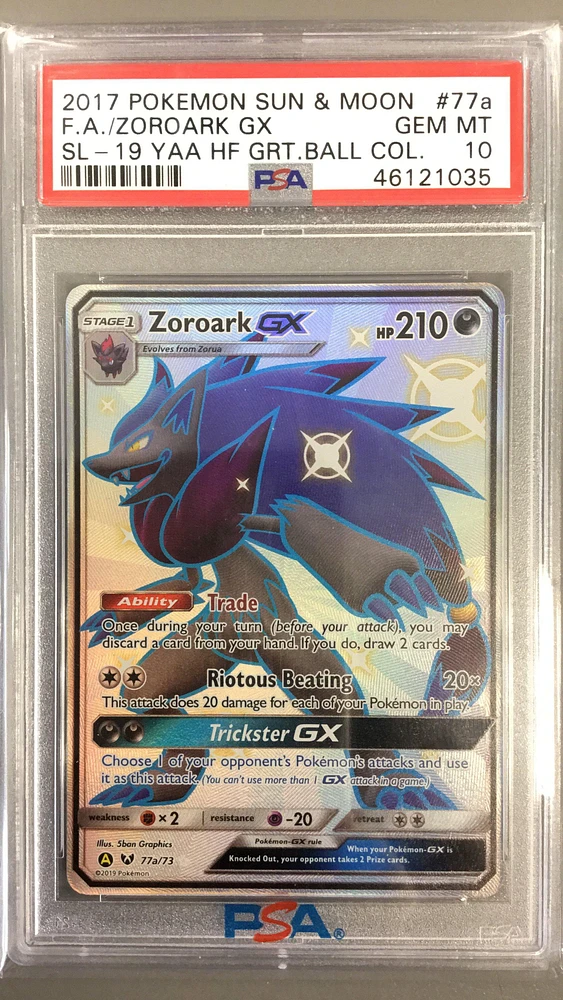 2017 Pokemon Sun & Moon Shining Legends 77a Fa/zoroark Gx PSA 10