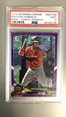 2018 Bowman Chrome Prospects Bcp186 Kristian Robinson Purple Shimmer PSA 9