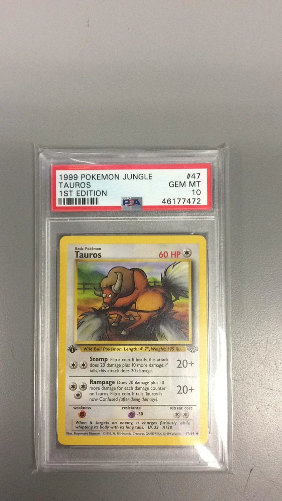 1999 Pokemon Jungle 47 Tauros 1st Edition PSA