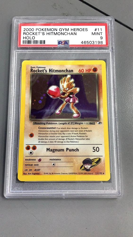 2000 Pokemon Gym Heroes 11 Rocket's Hitmonchan Holo PSA