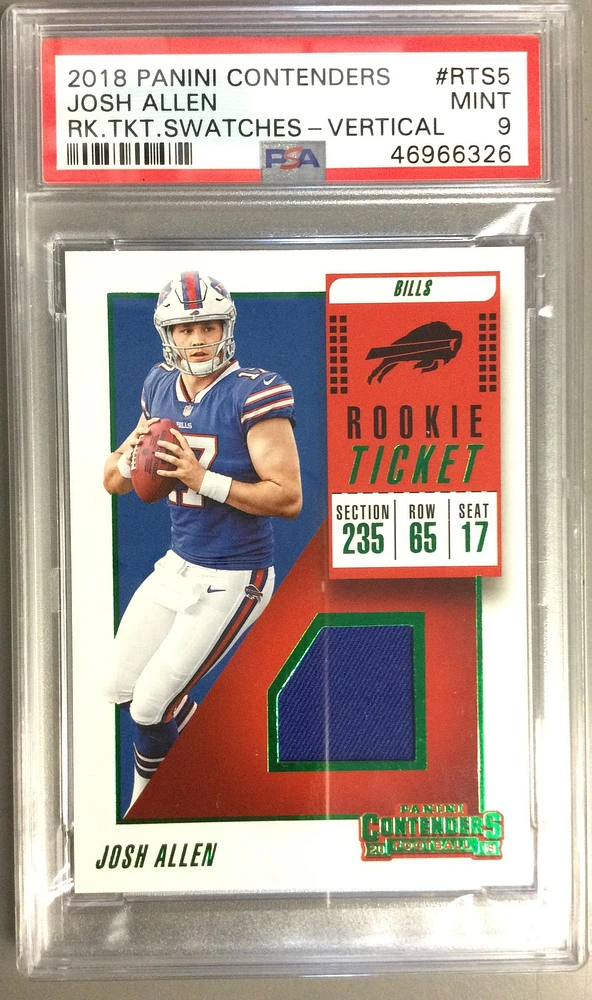 2018 Panini Contenders Rookie Ticket Swatches Rts5 Josh Allen Vertical PSA 9
