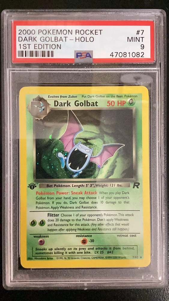 2000 Pokemon Rocket 7 Dark Golbat-holo 1st Edition PSA