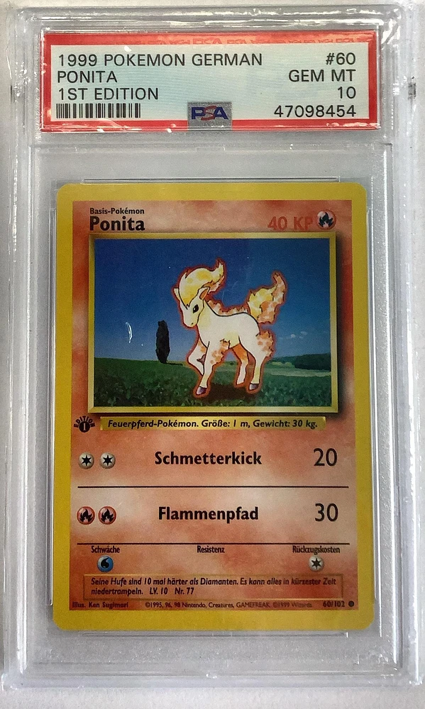 1999 Pokemon German 60 Ponita 1st Edition PSA 10