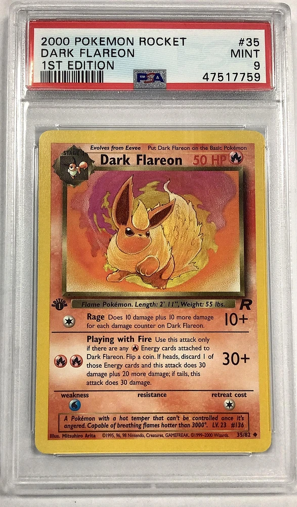 2000 Pokemon Rocket 35 Dark Flareon 1st Edition PSA