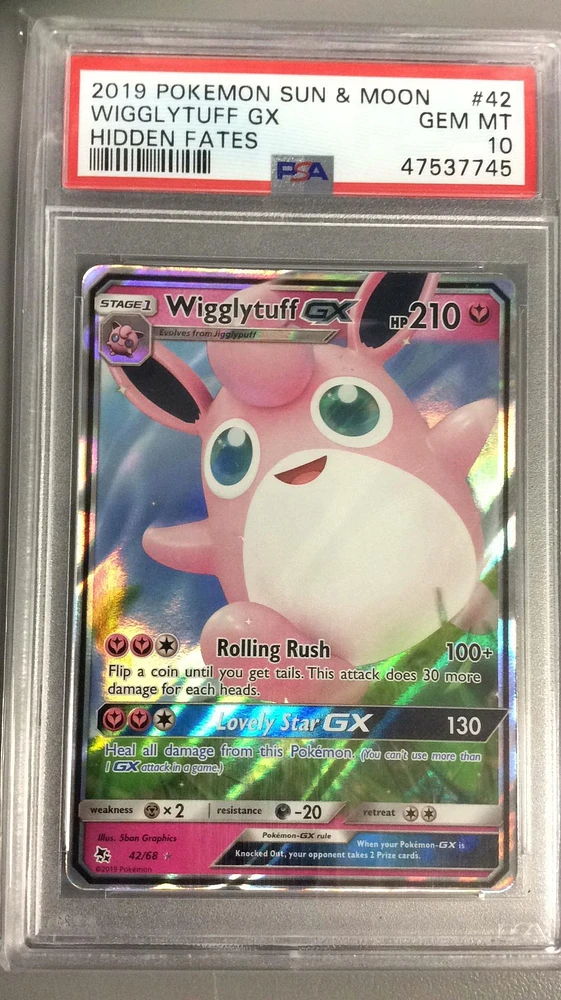 2019 Pokemon Sun & Moon Hidden Fates 42 Wigglytuff Gx PSA 10