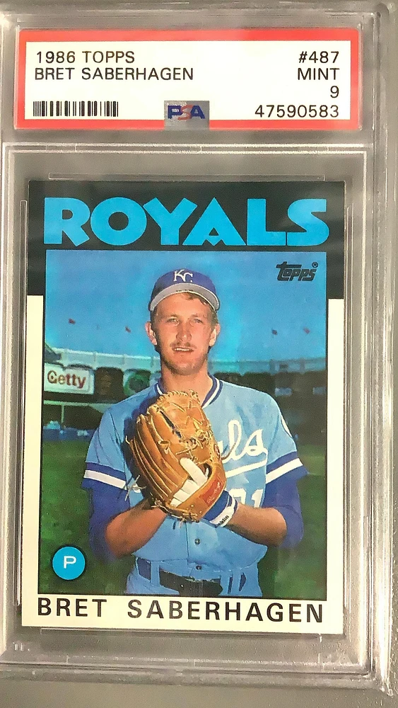1986 Topps 487 Bret Saberhagen PSA 9