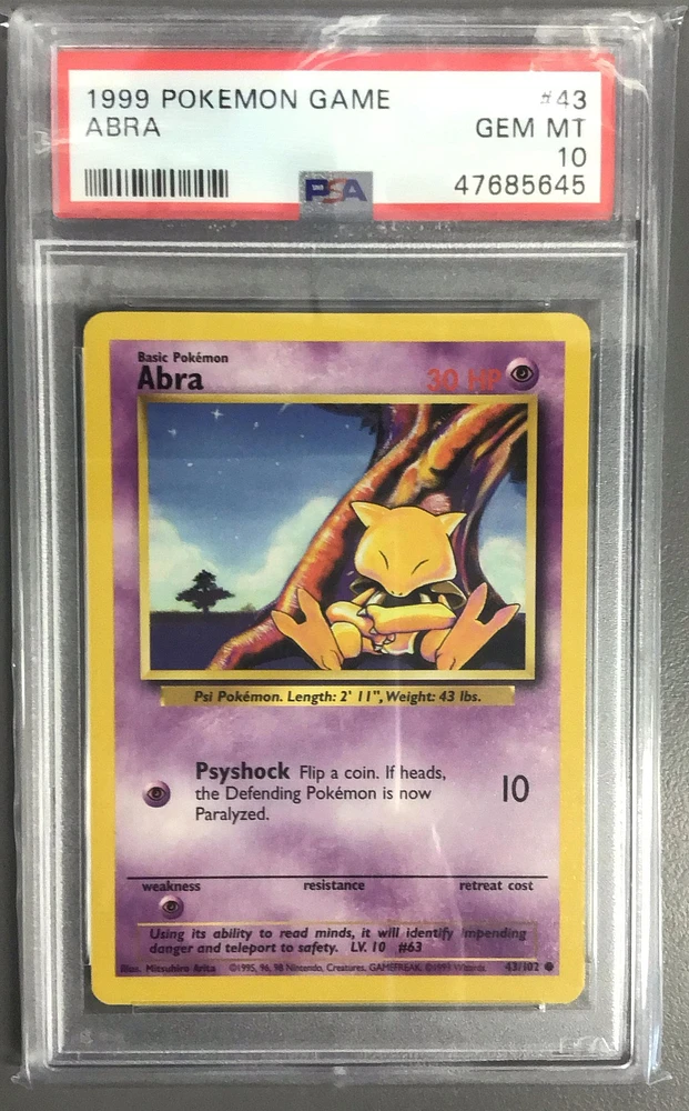 1999 Pokemon Game 43 Abra PSA