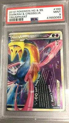 2010 Pokemon Heartgold & Soulsilver Triumphant Darkrai & Cresselia Legend-holo PSA 9