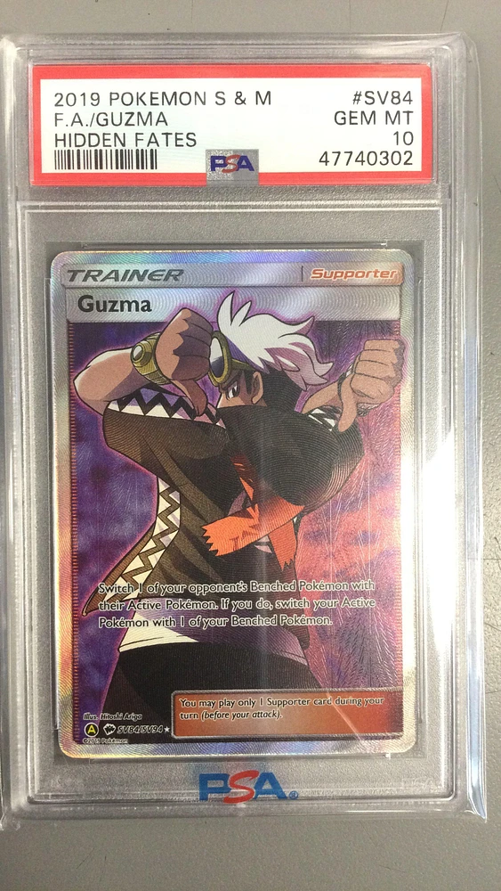2019 Pokemon Sun & Moon Hidden Fates Sv84 Fa/guzma PSA 10