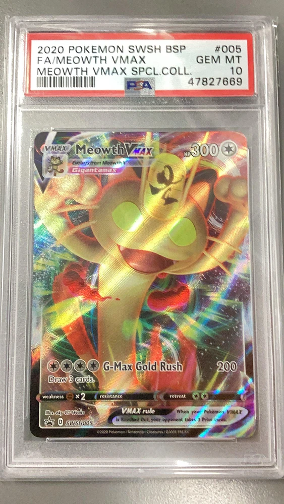 2020 Pokemon Swsh Black Star Promo 005 Fa/meowth Vmax PSA