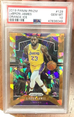2019 Panini Prizm 129 Lebron James Orange Ice PSA 10