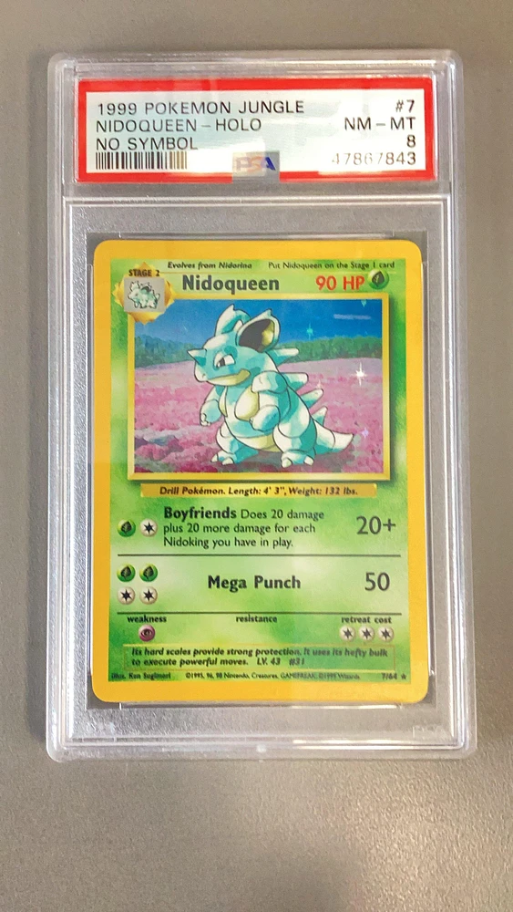 1999 Pokemon Jungle 7 Nidoqueen-holo No Symbol PSA 8