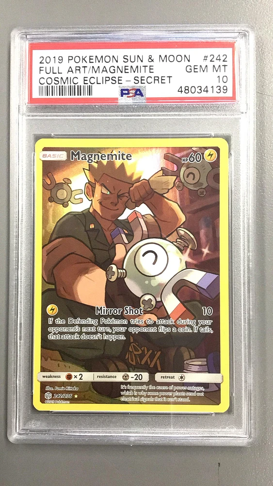 2019 Pokemon Sun & Moon Cosmic Eclipse 242 Full Art/magnemite Secret PSA