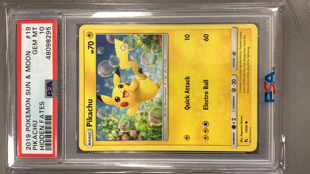2019 Pokemon Sun & Moon Hidden Fates 19 Pikachu PSA