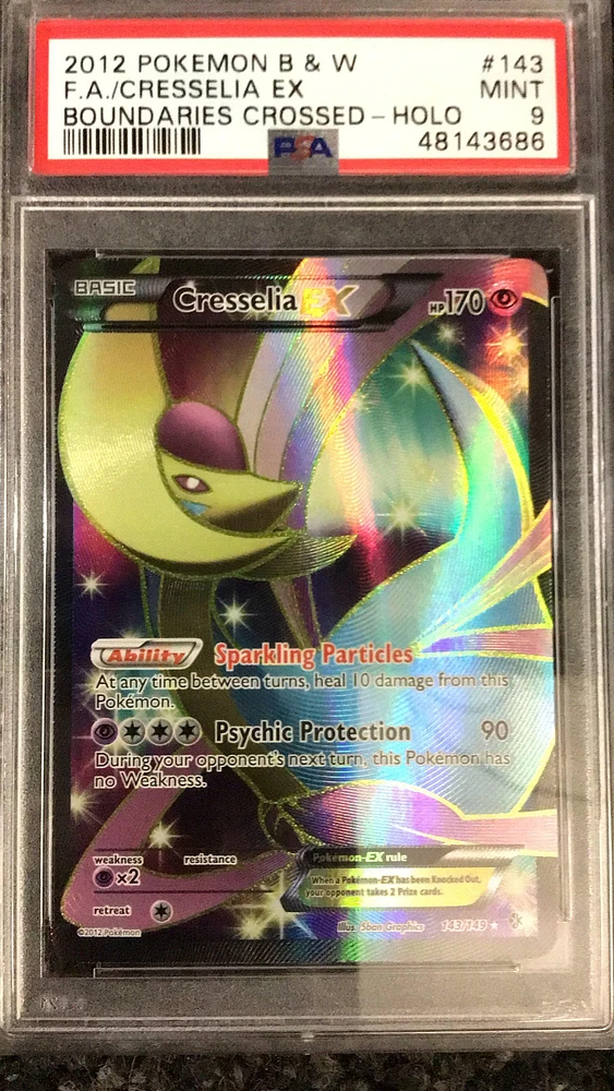 2012 Pokemon Black & White Boundaries Crossed 143 Fa/cresselia Ex PSA 9