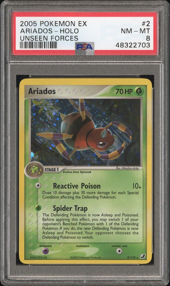 2005 Pokemon Ex Unseen Forces 2 Ariados-holo PSA 8