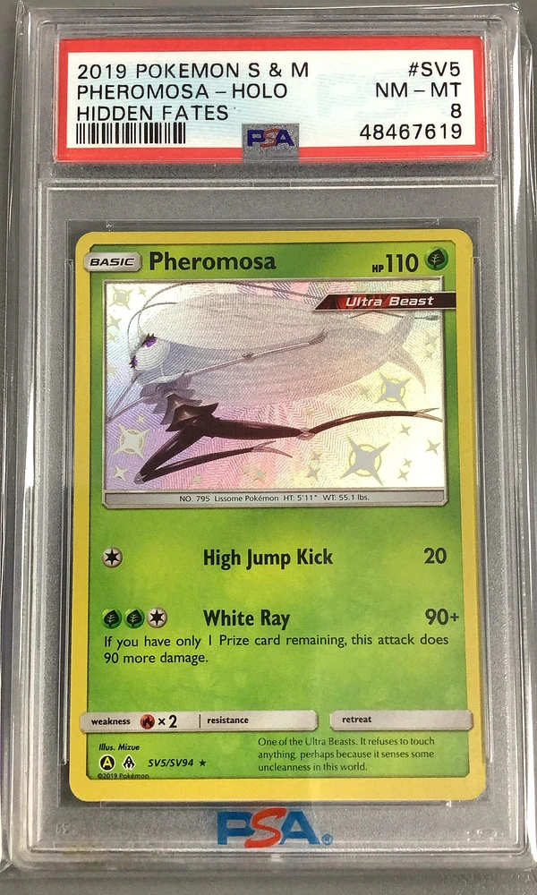2019 Pokemon Sun & Moon Hidden Fates Sv5 Pheromosa-holo PSA