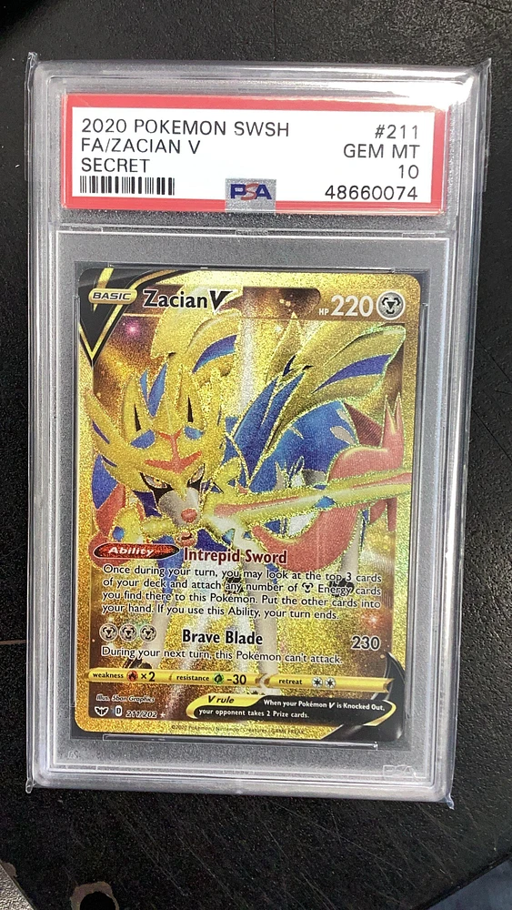 2020 Pokemon Sword & Shield 211 Full Art/zacian V Secret PSA 10