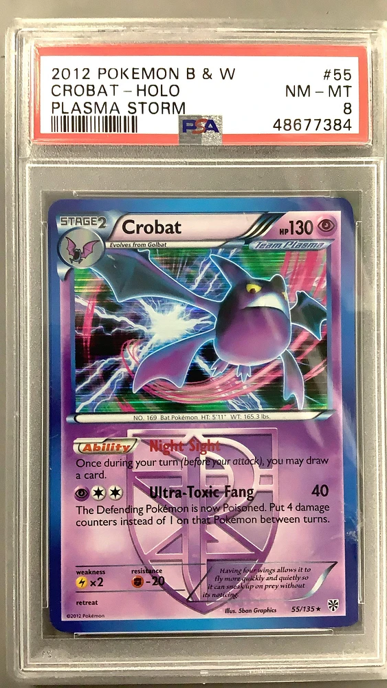 2013 Pokemon Black & White Plasma Storm 55 Crobat PSA 8