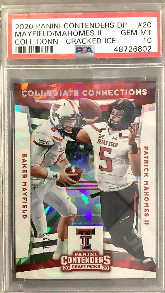 2020 Panini Contenders Draft Picks Collegiate Connections 20 Patrick Mahomes Ii/baker Mayfield Cracked Ice PSA 10