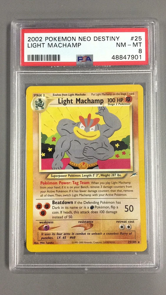 2002 Pokemon Neo Destiny 25 Light Machamp PSA 8