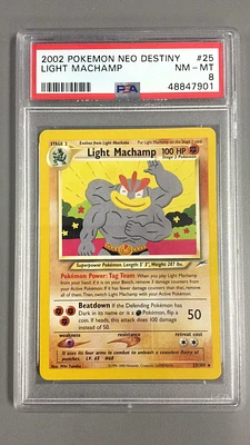 2002 Pokemon Neo Destiny 25 Light Machamp PSA 8