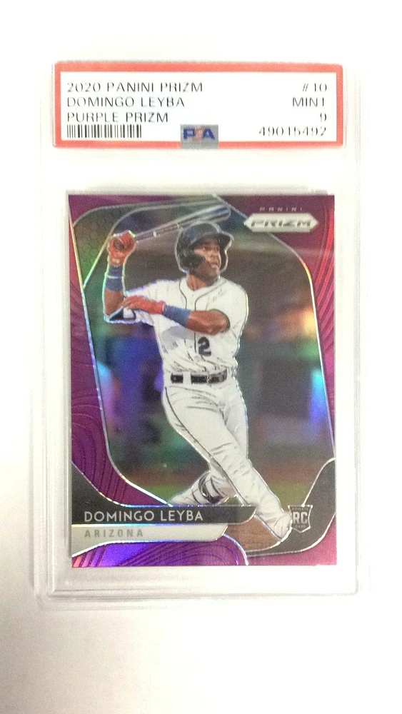 2020 Panini Prizm 10 Domingo Leyba Purple Prizm PSA 9