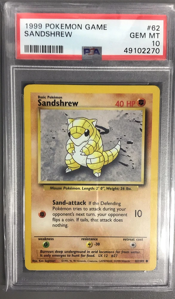 1999 Pokemon Game 62 Sandshrew PSA