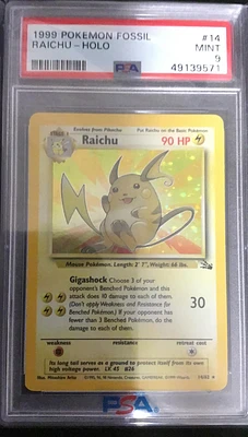 1999 Pokemon Fossil 14 Raichu-holo PSA