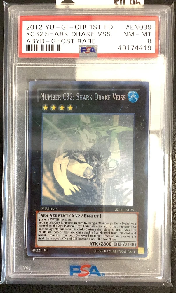 2012 Yu-gi-oh! Abyr-abyss Rising En039 Number C32: Shark Drake Veiss 1st Edition-ghost Rare PSA 8