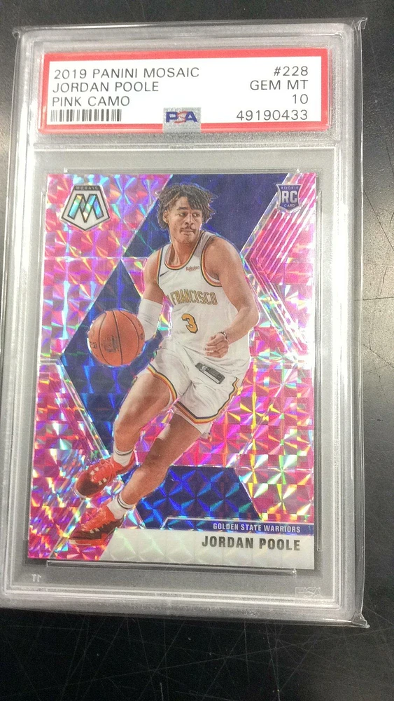 2019 Panini Mosaic 228 Jordan Poole Pink Camo PSA 10