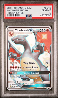 2019 Pokemon Sun & Moon Hidden Fates Sv49 Fa/charizard Gx PSA 10