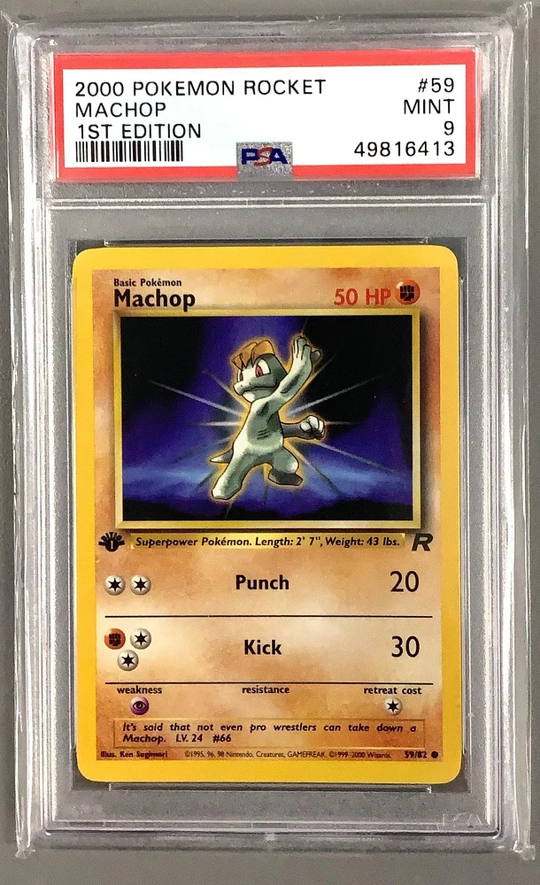 2000 Pokemon Rocket 59 Machop 1st Edition PSA