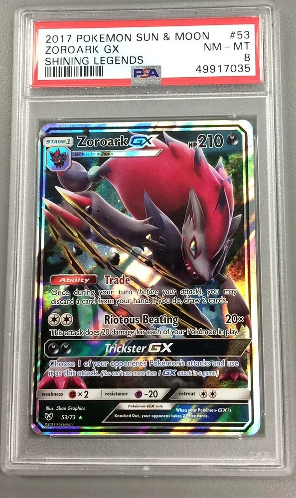 2017 Pokemon Sun & Moon Shining Legends 53 Zoroark Gx PSA