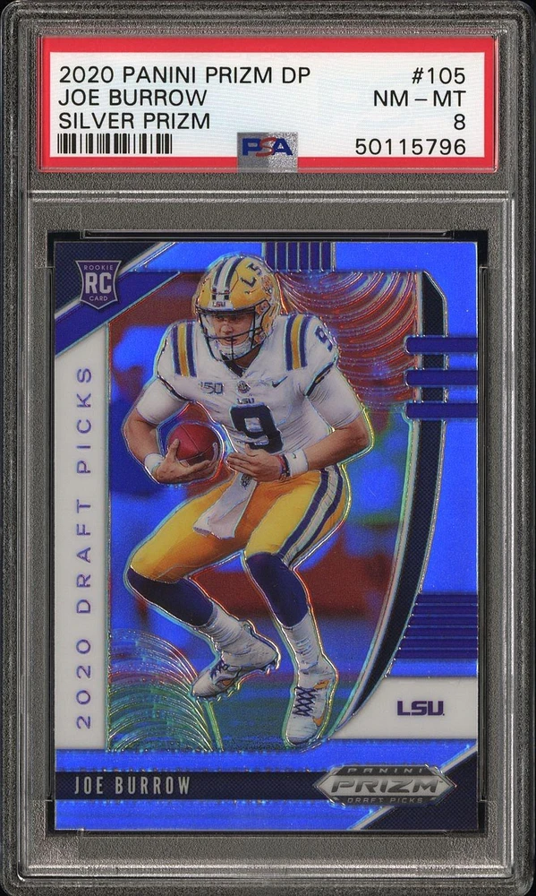 2020 Panini Prizm Draft Picks 105 Joe Burrow Silver Prizm PSA 8