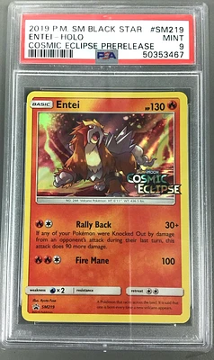 2019 Pokemon Sm Black Star Promo Sm219 Entei-holo Cosmic Eclipse Prerelease PSA 9