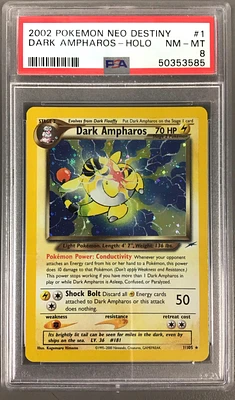 2002 Pokemon Neo Destiny 1 Dark Ampharos-holo PSA 8