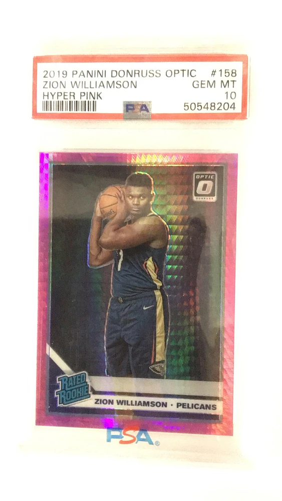 2019 Panini Donruss Optic 158 Zion Williamson Hyper Pink PSA