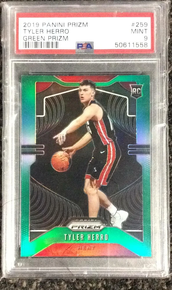 2019 Panini Prizm 259 Tyler Herro Green Prizm PSA 9