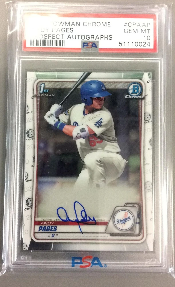 2020 Bowman Chrome Prospect Autographs Cpaap Andy Pages PSA