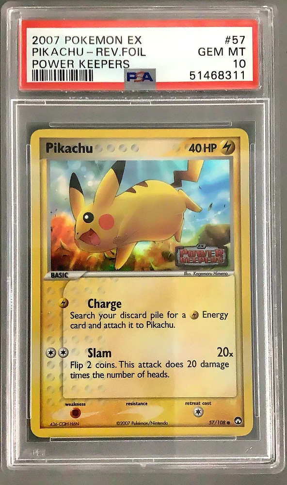 2007 Pokemon Ex Power Keepers 57 Pikachu-reverse Foil PSA