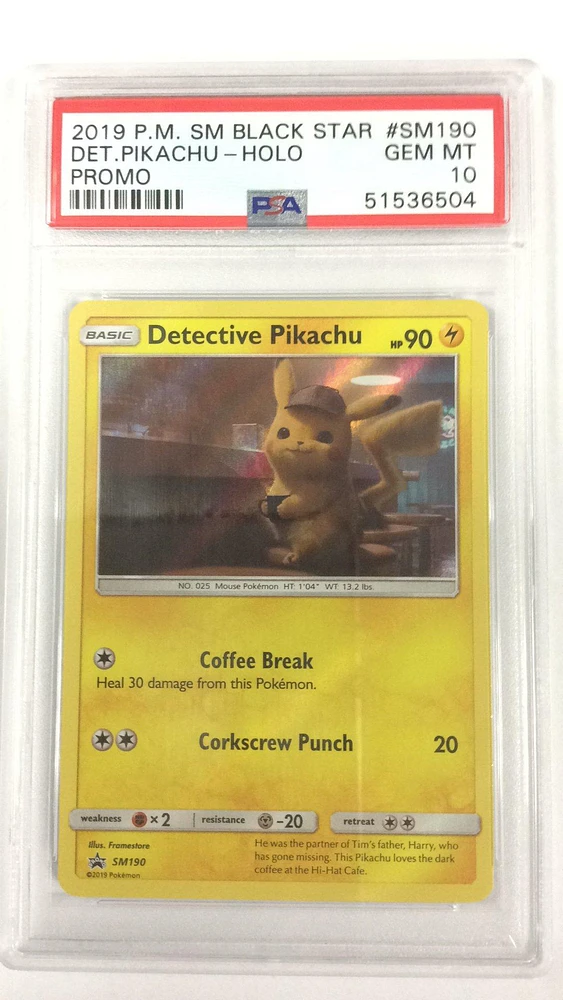 2019 Pokemon Sm Black Star Promo Sm190 Detective Pikachu-holo PSA