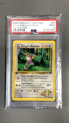 2000 Pokemon Gym Challenge 85 Lt. Surge's Rattata 1st Edition PSA