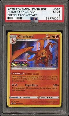 2020 Pokemon Swsh Black Star Promo 066 Charizard-holo Prerelease-staff PSA