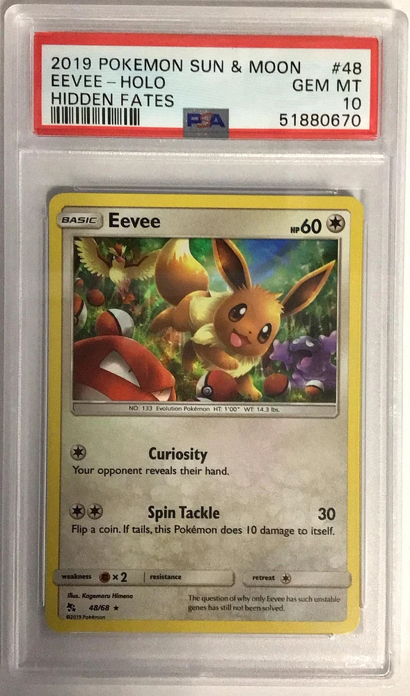 2019 Pokemon Sun & Moon Hidden Fates 48 Eevee-holo PSA