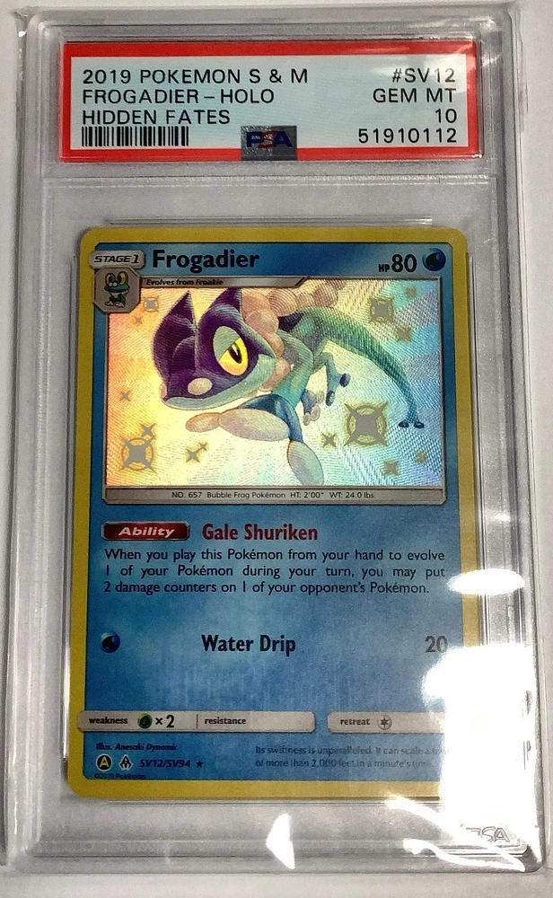 2019 Pokemon Sun & Moon Hidden Fates Sv12 Frogadier-holo PSA 10
