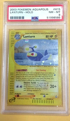 2003 Pokemon Aquapolis H15 Lanturn-holo PSA 8