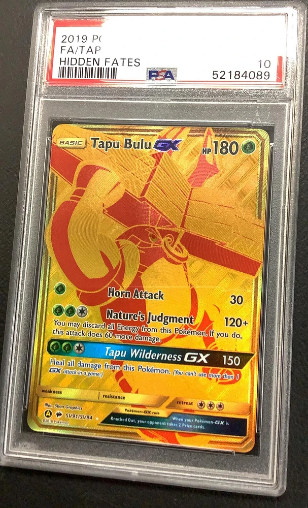 2019 Pokemon Sun & Moon Hidden Fates Sv91 Full Art/tapu Bulu Gx PSA