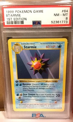 1999 Pokemon Game 64 Starmie 1st Edition PSA 8